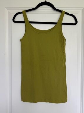 Eileen Fisher 100% Organic Cotton Slim Fit Tank Top in Green size Small